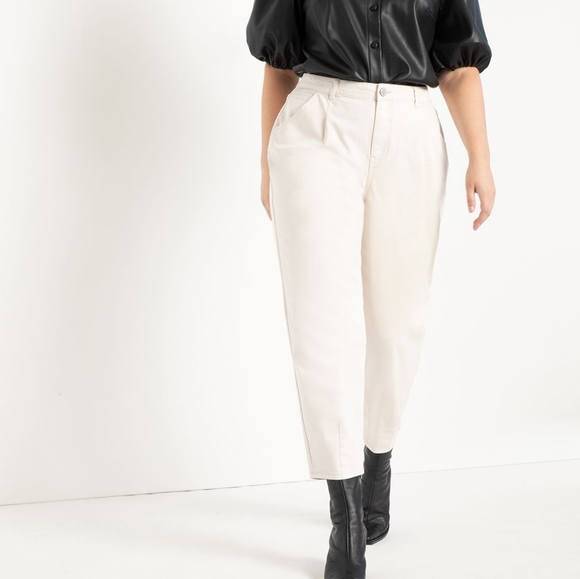 Elloqui High Waisted Pleated Jeans - Picture 1 of 3